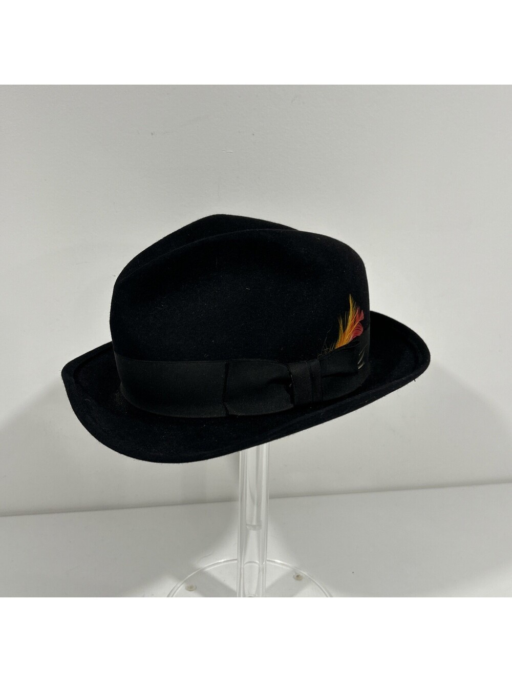 Robert Hall Genuine Fur Felt Fedora Hat Black Vintage 6 3/4